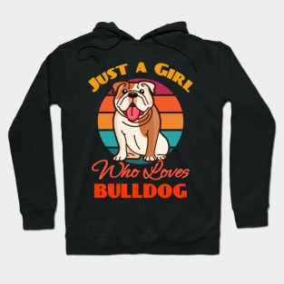 Just A Girl Who Loves Bulldog Dog Lover Cute Sunser Retro Funny Hoodie